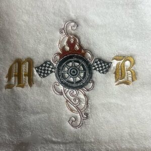 Custom personalized Bath  Embroidered White Towel monogrammed biker motorcycle…